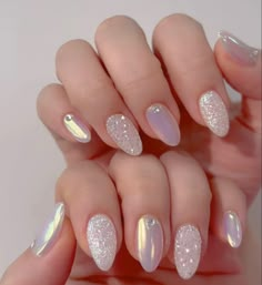 Short Nail, Sparkle Nails, Sparkly Nails, Bridal Nails, Prom Nails, Xmas Nails, Classy Nails