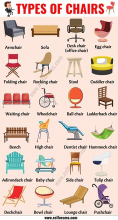 different types of chairs and their names