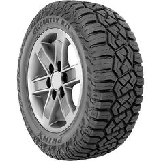 an all terrain tire on a white background