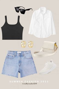 Melbourne Aesthetic Outfits, Denim Shorts Outfit Midsize, Summer Outfit Ideas Midsize, Melbourne Outfits Summer, Melbourne Summer Outfit, Casual Summer Outfits 2024, Midsize Wardrobe, Portugal Outfits Summer, Summer Outfits Midsize Women