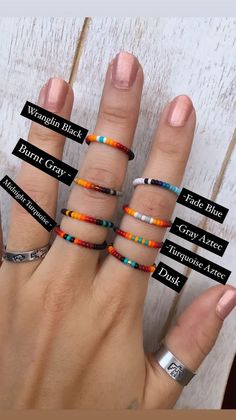 Beaded Ring Stackers 2 | Etsy Western Fashion Jewelry, Diy Beaded Rings, Beaded Ring, Beaded Necklace Diy, Diy Bracelet Designs, Beads Bracelet Design, Rapid City, Beaded Bracelets Diy, Diy Crafts Jewelry