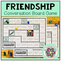 a board game with the words, friendship conversation board game written in black and white