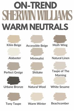 the names and colors of warm neutrals on trend sherwin williams warm neutrals