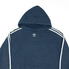 Item is in good used condition. >Size: UK 8 >Armpit To Armpit: 21" >Armpit To Cuff: 17" >Collar To Hem: 18" Adidas Cropped Hoodie, Adidas Crop, Blue Pullover, Adidas Hoodie, Wholesale Shoes, Blue Hoodie, Cardigan Coat, Active Wear Tops, Cropped Hoodie