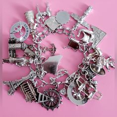 Beautiful Bracelet With 25 Silver Charms From Different Brands, In Good Condition Sterling Silver Charm Bracelet, Silver Charm Bracelet, Sterling Silver Charm, Silver Charms, Beautiful Bracelet, Silver Bracelets, Womens Jewelry Bracelets, Charm Bracelet, Charms