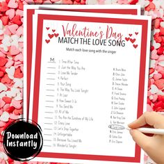 valentine's day match the love song printable