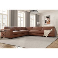 a living room with a large sectional couch