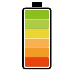 a battery with four different colors on the side and one red, yellow, green, orange