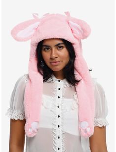 Pink Bunny Plush Hood With Movable Ears | Hot Topic Bunny Hat Moving Ears, Pink Bunny Hat, Tassel Beanie, Pinterest Wishlist, Bunny Hats, Bunny Hat, Pink Bunny, Bunny Plush, Bunny Ears