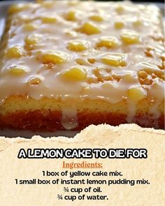 a lemon cake to die for ingredients i box of yellow cake mix