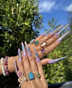 Saweetie Nails, Pretty Nail Designs, Chrome Powder, Star Nails, Nails Long, Powder Nails, Long Acrylic Nails, Birthday Girl, No Bake Cake