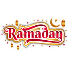 the ramaan logo is shown in red and gold, with lanterns hanging from it