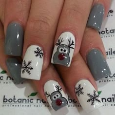 Unghie Nail Art, Fingernail Designs, Christmas Nail Art Designs, Holiday Nail Art, Snowflake Nails, Latest Nail Art, Winter Nail Art, Winter Nail Designs