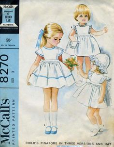 two children's dresses in three versions and hat