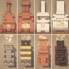 the different stages of making a brick oven in minecraft