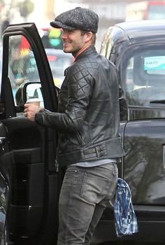 Don Pedro, Black Leather Biker Jacket, Stylish Celebrities, Lambskin Leather Jacket, Leather Jacket Outfits, David Beckham, 가을 패션