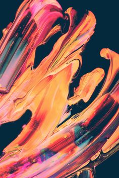 an abstract painting with orange and pink colors