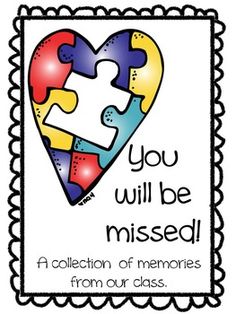 a piece of puzzle in the shape of a heart with words you will be missed