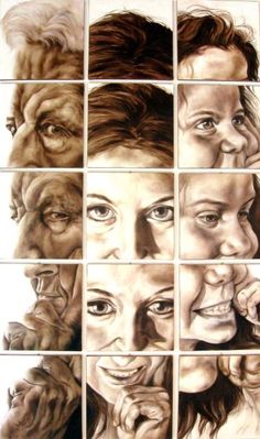 many different faces are shown in this drawing