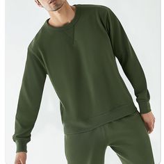 Army Green Round Neck Pullover Basic Sweatshirt  Material: 100%Cotton  Size: S, M, L, XL, 2XL, 3XL Color: Army Green  Season: Spring, Autumn, Winter Solid Color Crew Neck Top For Loungewear, Crew Neck Solid Color Top For Loungewear, Solid Long Sleeve Sweatshirt For Loungewear, Casual Long Sleeve Sweats For Leisure, Solid Color Long Sleeve Sweater For Loungewear, Green Long Sleeve Sweater For Loungewear, Casual Long Sleeve Loungewear Sweater, Basic Crew Neck Tops For Leisure, Casual Solid Sweater For Loungewear