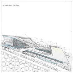 an architectural drawing of a train station