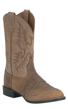 Ariat Men's Heritage Stockman Tumble Brown and Beige Round Toe Stockman Cowboy Boots | Cavender's Old Boots, Western Apparel, Hats Accessories, Brown And Beige, Western Boot, Western Wear, Western Boots, Tumbling, Full Grain Leather