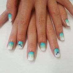 Beauty As... ‏@Beautyas88 on Twitter: Child's mani- strike a pose, whispering and chalk white ombre and dolphin nail art @JessicaNails Dolphin Nail Art, Baby Boy Nails, Dolphin Nails, Beach Nail, New Nail Art Design, Art Designs Ideas, Summery Nails, Nail Stuff