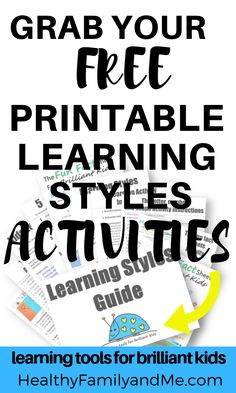 the text grab your free printable learning styles activities