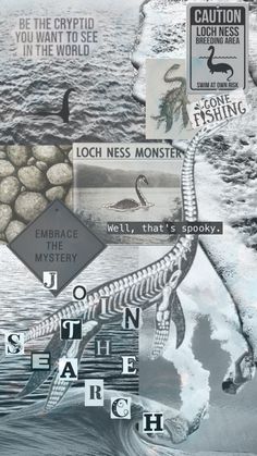 a collage of images with words and pictures on them, including an image of a skeleton