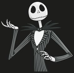 a cartoon skeleton dressed in a suit and holding his hands out to the side with one hand