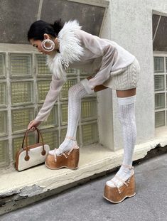 Sock Boots Outfit, White Knee High Socks, Visual Archive, Sock Outfits, London Outfit, Fashion Aesthetics, Crop Tank Top, Boot Socks