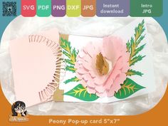 paper pop up cards with flowers and leaves on the front, in different shades of pink