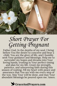 a prayer for getting pregnant with an image of flowers in the background and text that reads, short prayer for getting pregnant