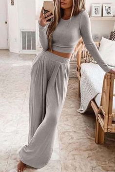 Crop Top Long, Bohol, Casual Home, Maxi Robes, Ribbed Crop Top, Long Crop Top, Pantalon Large, Loungewear Set, Yoga Shorts