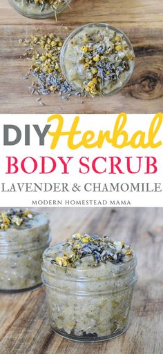 DIY Herbal Body Scrub - Lavender Chamomile #diy #herbal #homemade #healingherbs Non Toxic Body Scrub, Chamomile Recipes, Scrubs Diy, Homemade Scrubs, Scrub Diy, Unwanted Hair Permanently, Unwanted Hair Growth, Body Scrub Recipe, Coconut Oil Recipes