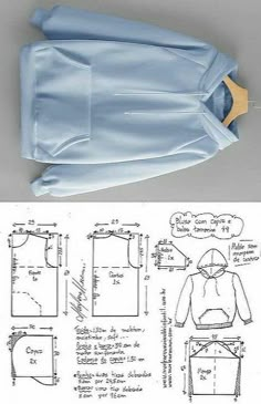 the sewing pattern shows how to sew an unbuttoned shirt and jacket