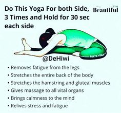 a poster with instructions on how to do yoga for both side, 3 times and hold for 30 sec each side