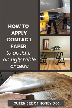 how to apply contact paper to update an ugly table or desk - queen bee of honey doss