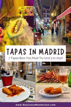 a collage of images with the words tapas in madrid