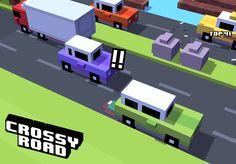 an image of some cars driving down the road in crossy road racing game for iphone or ipad