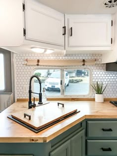 the kitchen counter is clean and ready for us to use in the homeownership