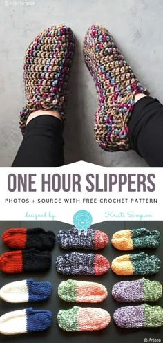 one hour slippers photos - source with free crochet pattern by the crafter's workshop