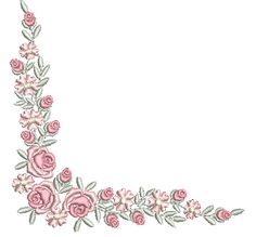 an embroidered letter with pink flowers and leaves