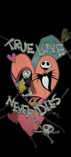 a black shirt with the words true love and two cartoon characters in front of it