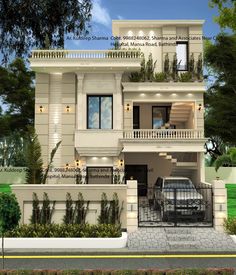 this is an artist's rendering of a two story house with balconies