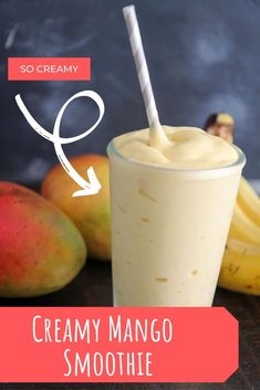 the creamy mango smoothie is ready to be eaten