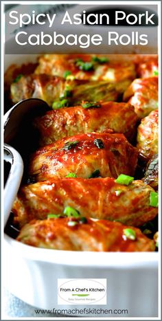 Spicy Asian Pork Cabbage Rolls are a spicy, Asian-inspired twist on traditional cabbage rolls! Use turkey, chicken, beef or even tofu if you prefer! Wildfit Recipes, Stuffed Veggies, Pork Cabbage, Asian Cabbage, Stuffed Vegetables, Pork And Cabbage, Cabbage Roll, Asian Pork