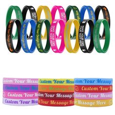 PRICES MAY VARY. Click on the "Customize Now" button to quickly and easily customize your wristbands rubber, with a variety of colors and font styles for your custom bracelets to choose from. Place your or icon information at the top, wear the personalized bracelets, and this is the beginning of a compelling conversation. Suitable Occasions: Our rubber bracelets customized are perfect as promotional products for events, advertisements, and fundraising events. Provide more personalized fundraising/promotions/gatherings/promotions/inspirational quotes/couples, and a wide range of color options for any occasion/school/birthday/commemoration/promotion or brand that suits you. Wristbands style:These customizable bracelet are debossed with a front message then filled with the ink color of your c School Birthday, Rubber Bracelets, Fundraising Events, Personalized Bracelets, Custom Bracelets, Promotional Products, Colorful Bracelets, Wristbands, Font Styles