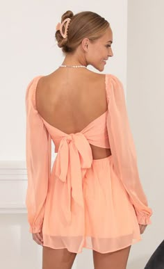 Party dresses > Kaz Fit and Flare Dress in Peach Pastel Orange Dress, Peach Dress Outfit, Short Dresses Graduation, Peach Dress Short, Cloth Closet, Peach Prom Dress, Peach Colored Dress, Peach Prom Dresses, Short Flare Dress