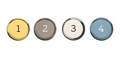 four different colored buttons with numbers in the middle one is white, two are blue and three are yellow